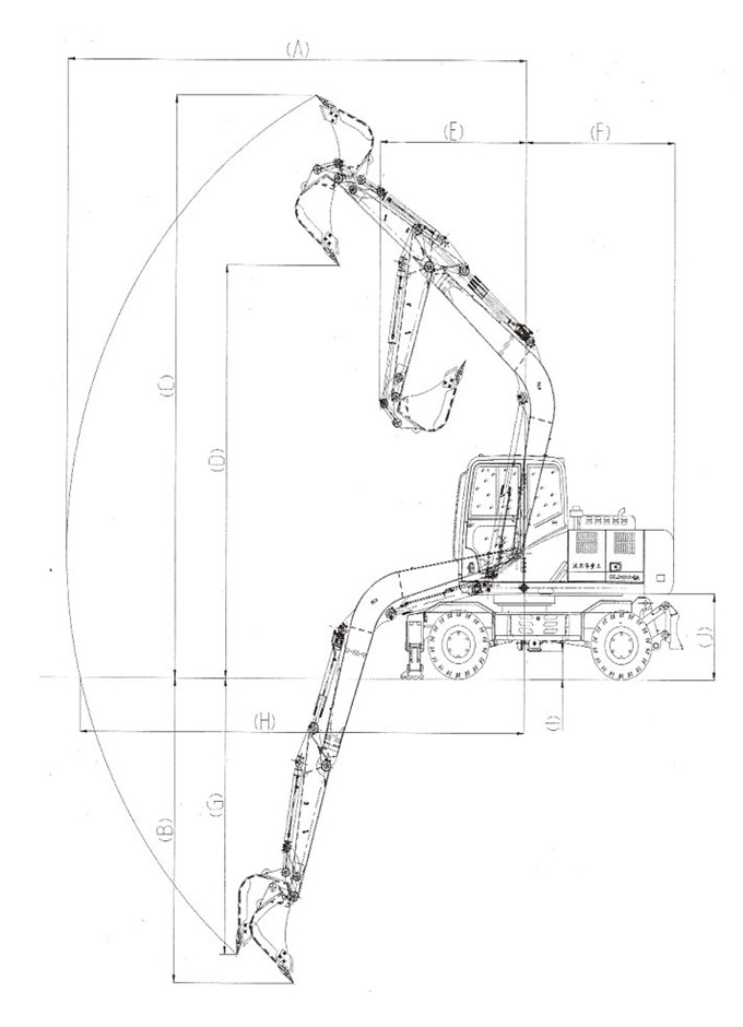 狗子28DLS100-9A 9.7吨轮式液压挖掘机工作参数